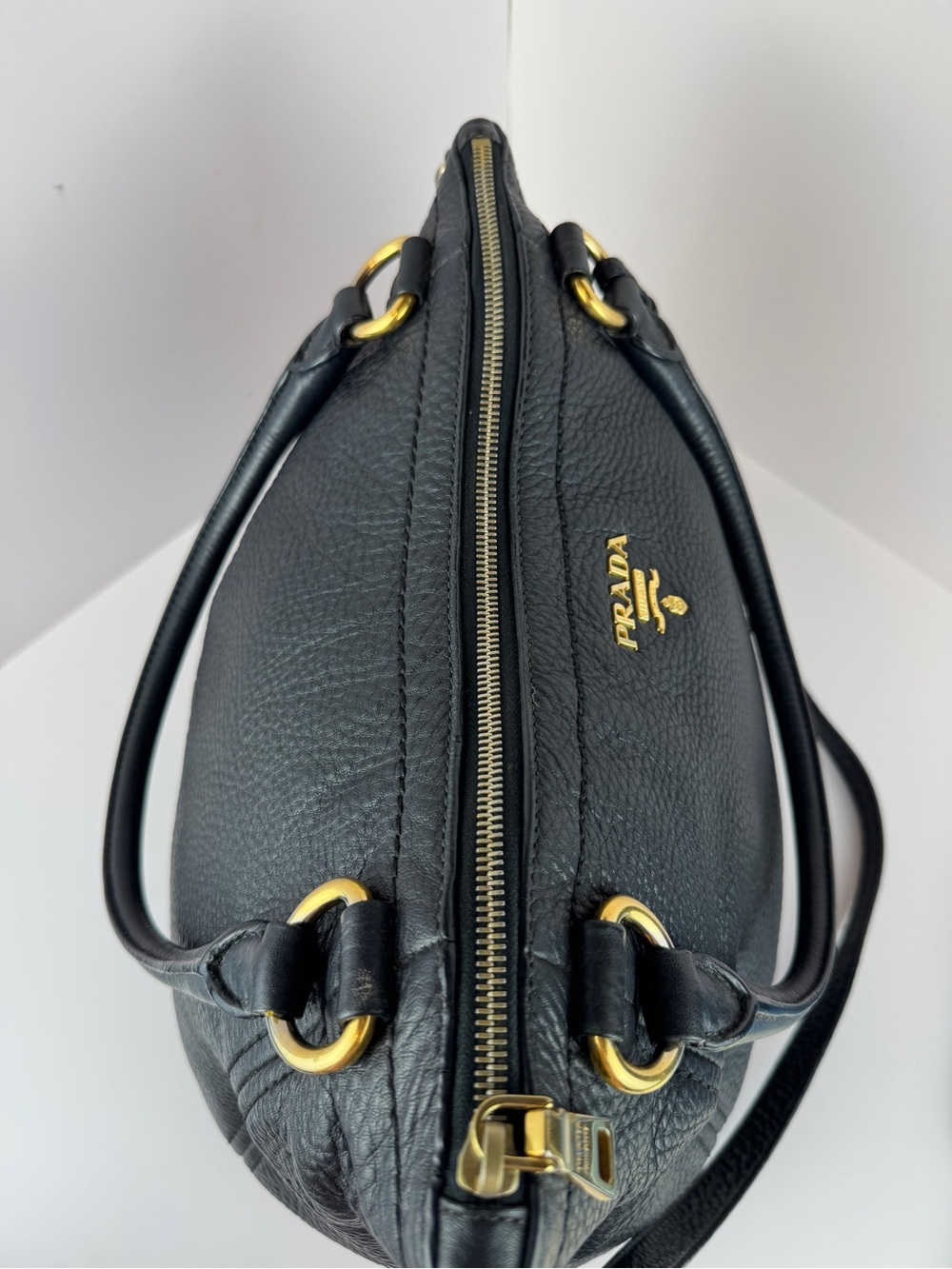 Prada Black Pebbled Leather Tote Bag - Picture 8 of 16